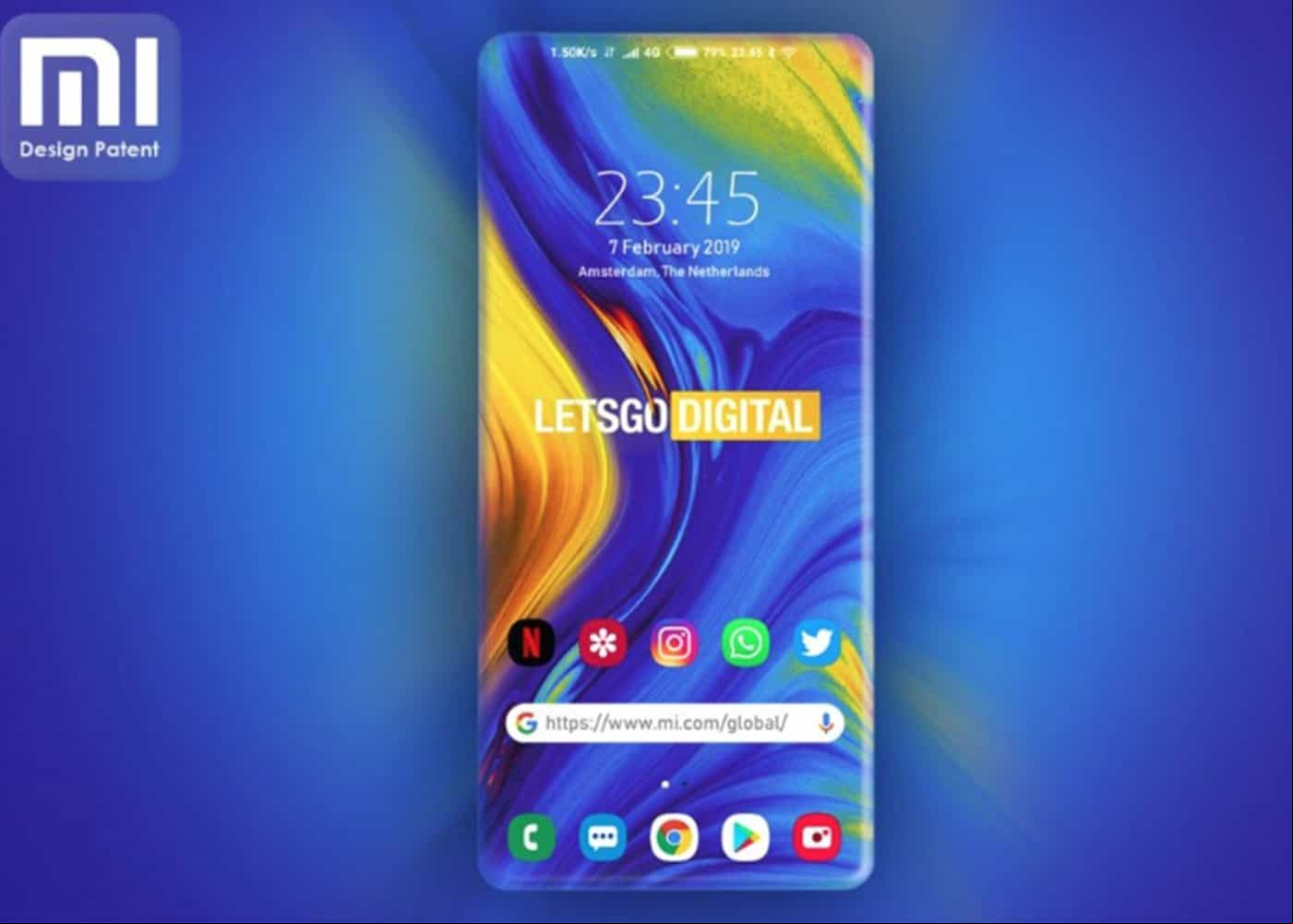Xiaomi patenta smartphone con pantalla de borde curvo de 4 lados